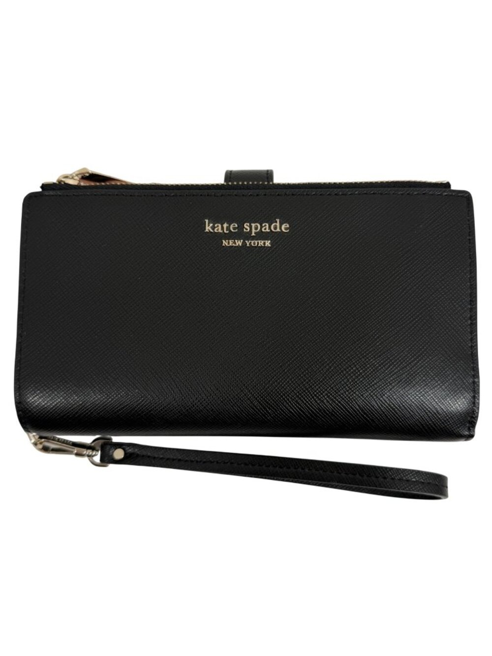 Kate Spade Spencer Phone Wallet Pink Black Saffiano Leather Wristlet EUC